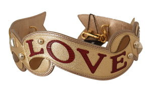 Schultergurt für LOVE-Patch-Tasche aus goldfarbenem Leder
