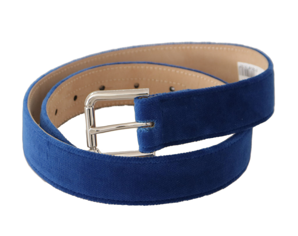 Blue Velvet – Gürtel mit silberner Logo-Gravur und Metallschnalle