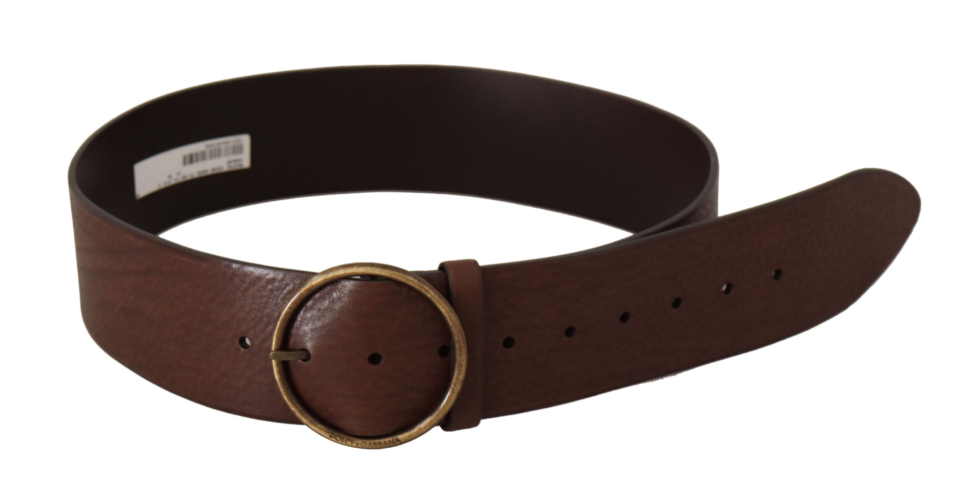 Brauner Ledergürtel mit breiter Taille und runder Metallschnalle