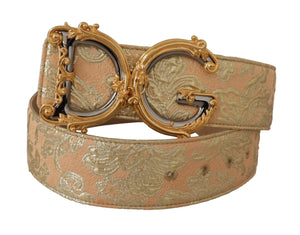 Breiter Jacquardgürtel mit DG-Logo-Schnalle im Barockstil in Gold
