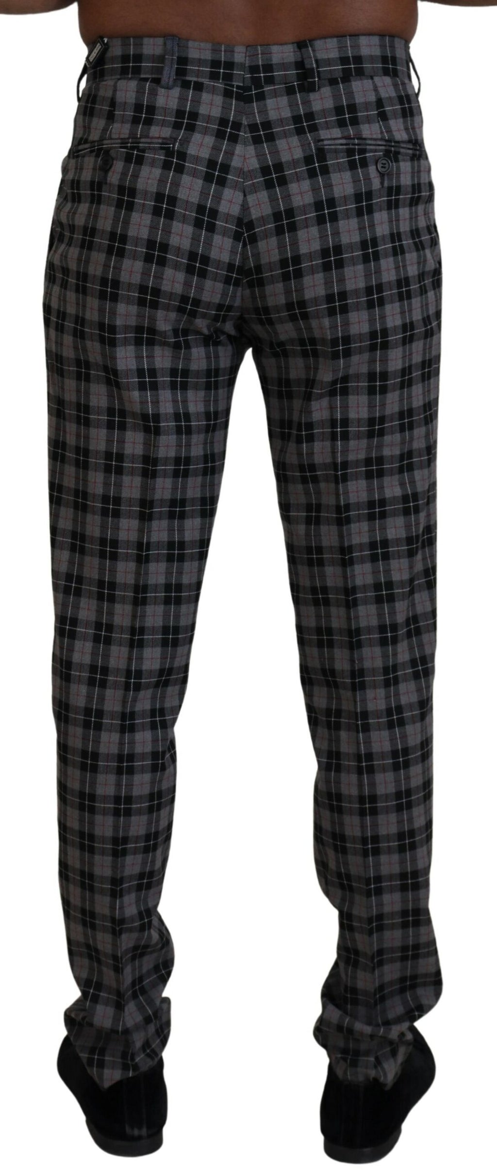 Grau karierte Slim Fit Herrenhose