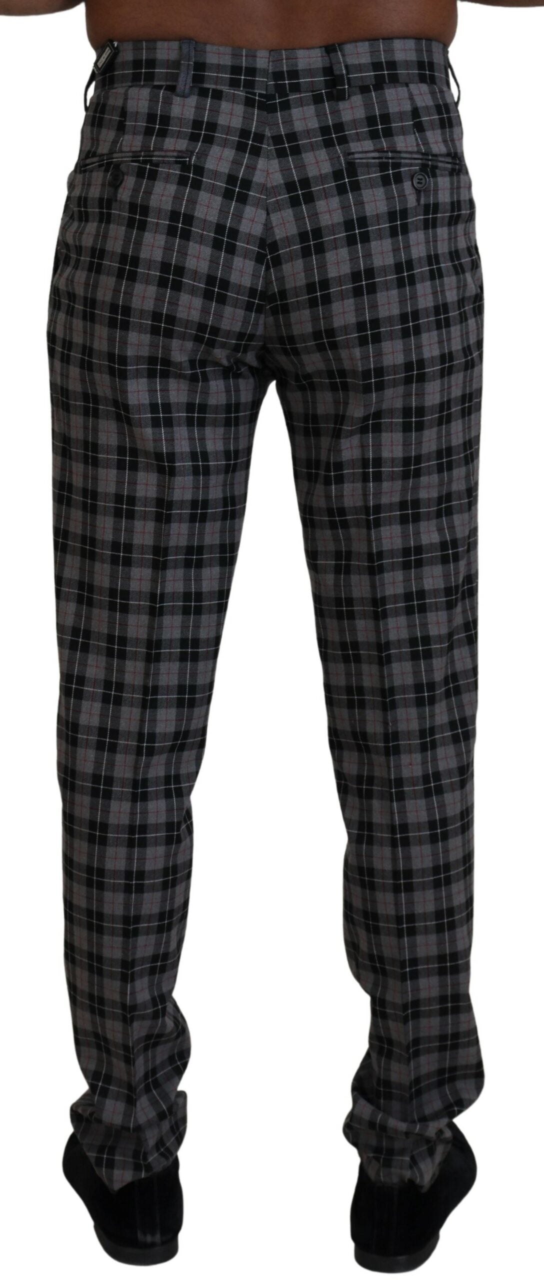 Grau karierte Slim Fit Herrenhose