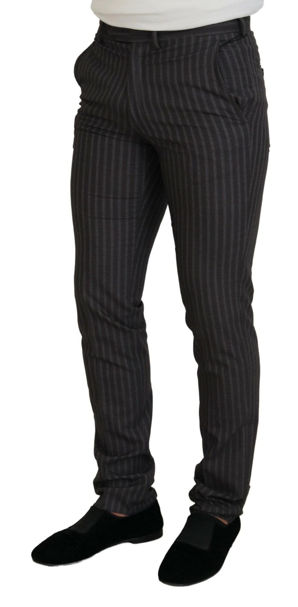 Braune Streifen Slim Fit Herrenhose