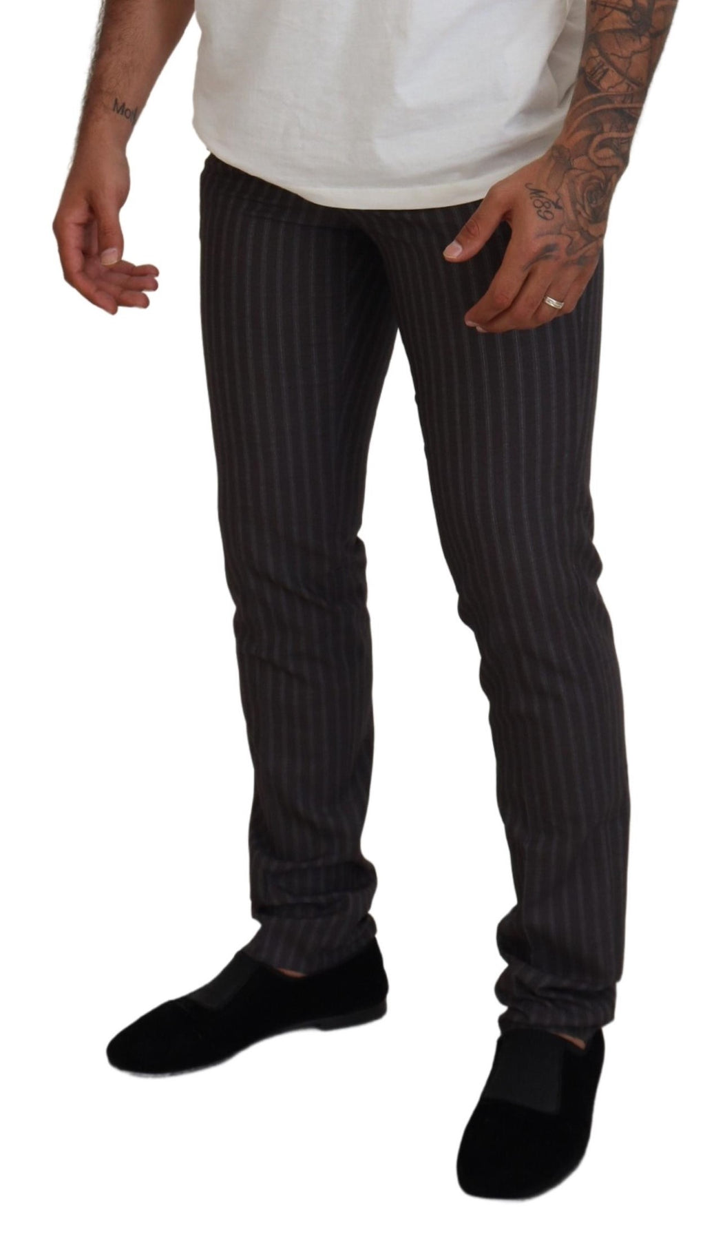 Braune Streifen Slim Fit Herrenhose