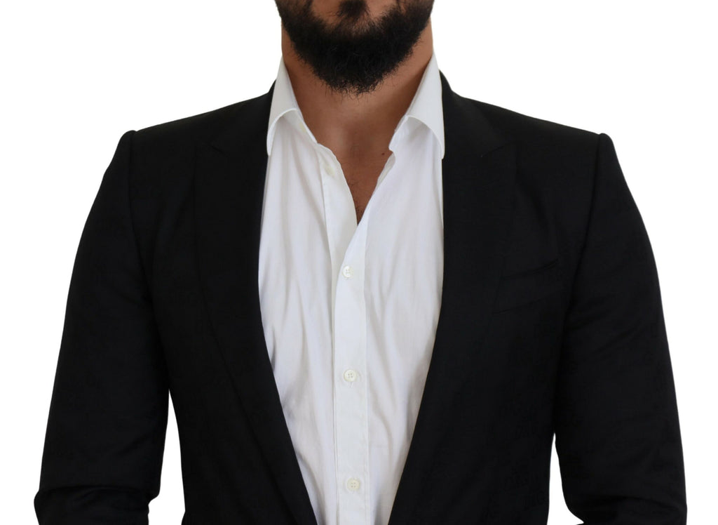 Schwarzer formeller Wollmantel Martini Blazer