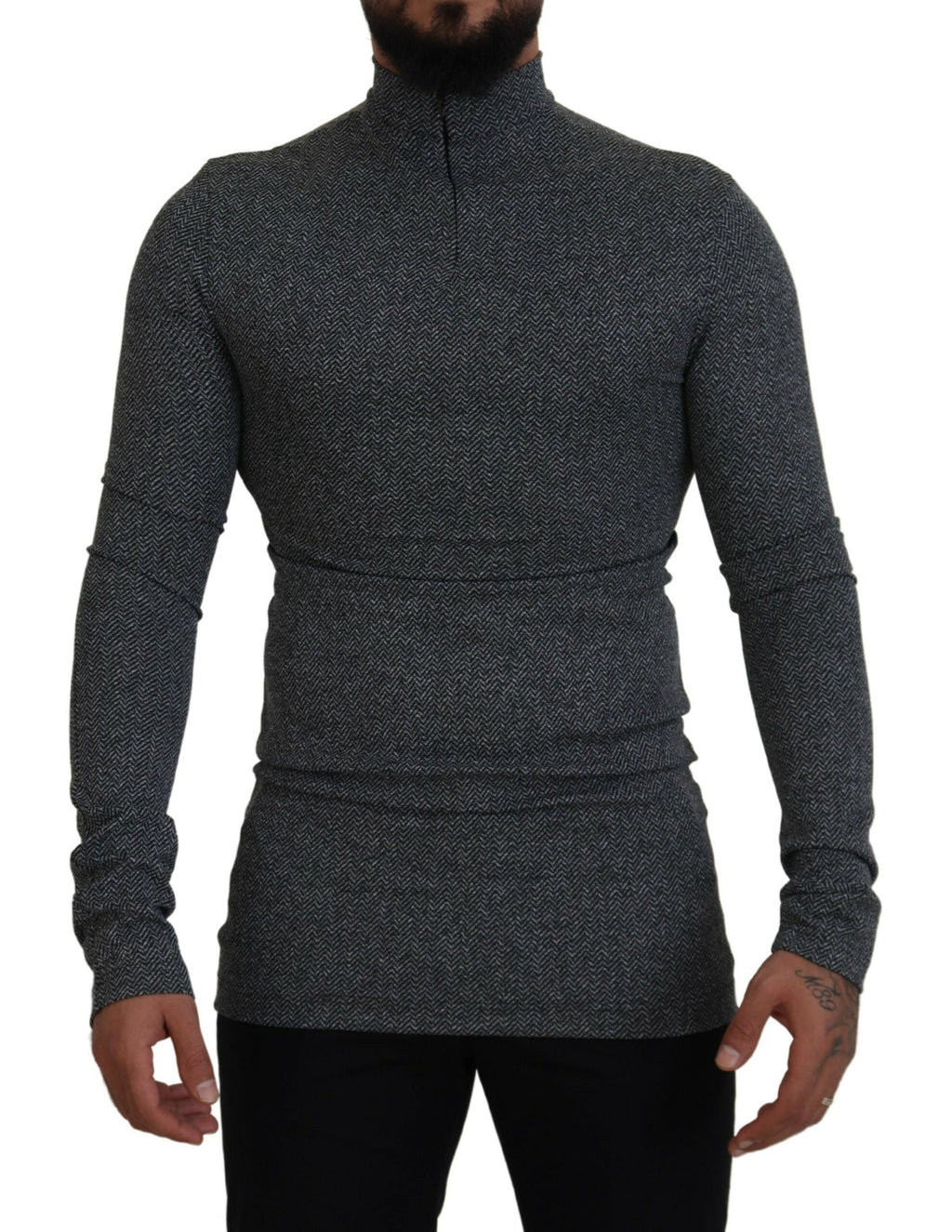 Dunkelgrauer Rollkragenpullover aus Nylon