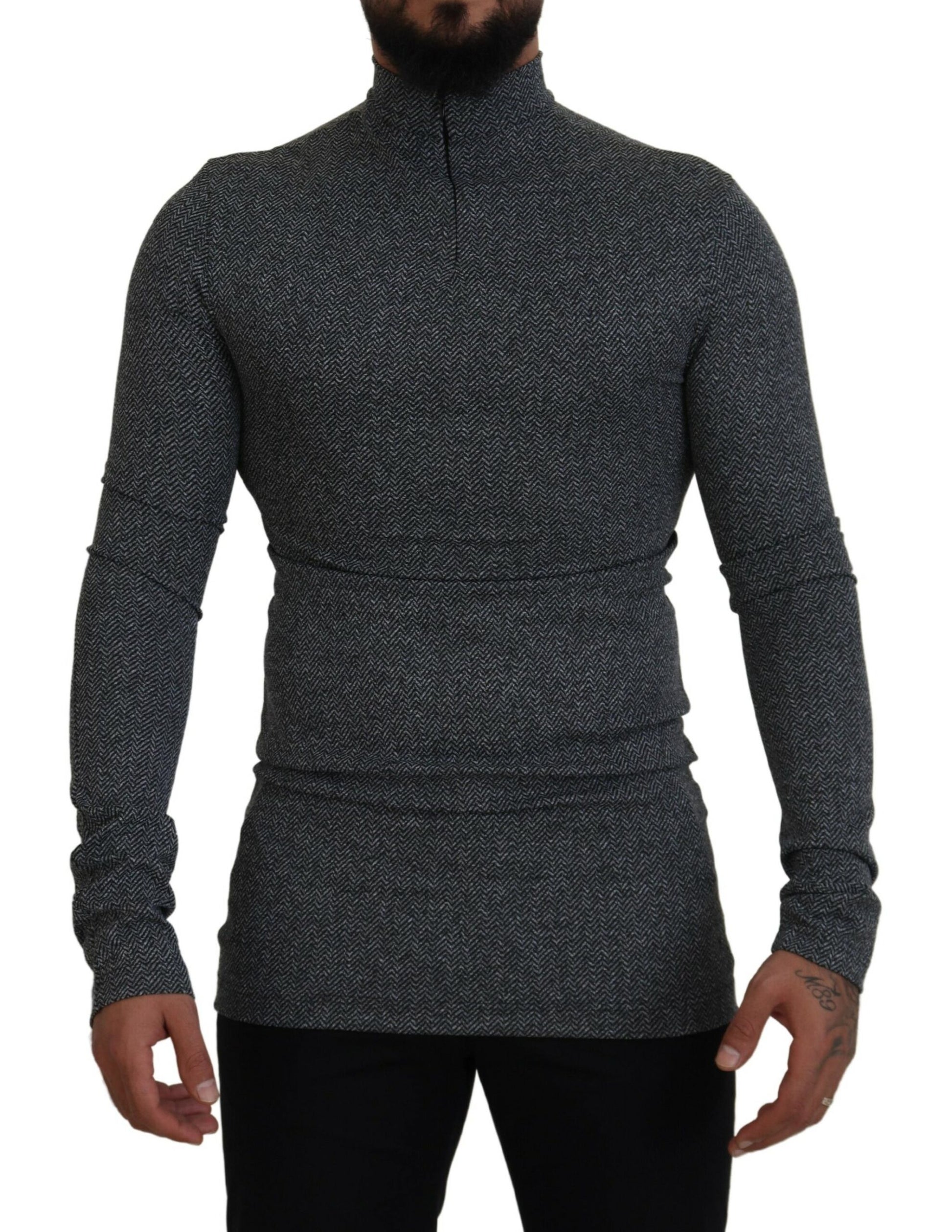 Dunkelgrauer Rollkragenpullover aus Nylon