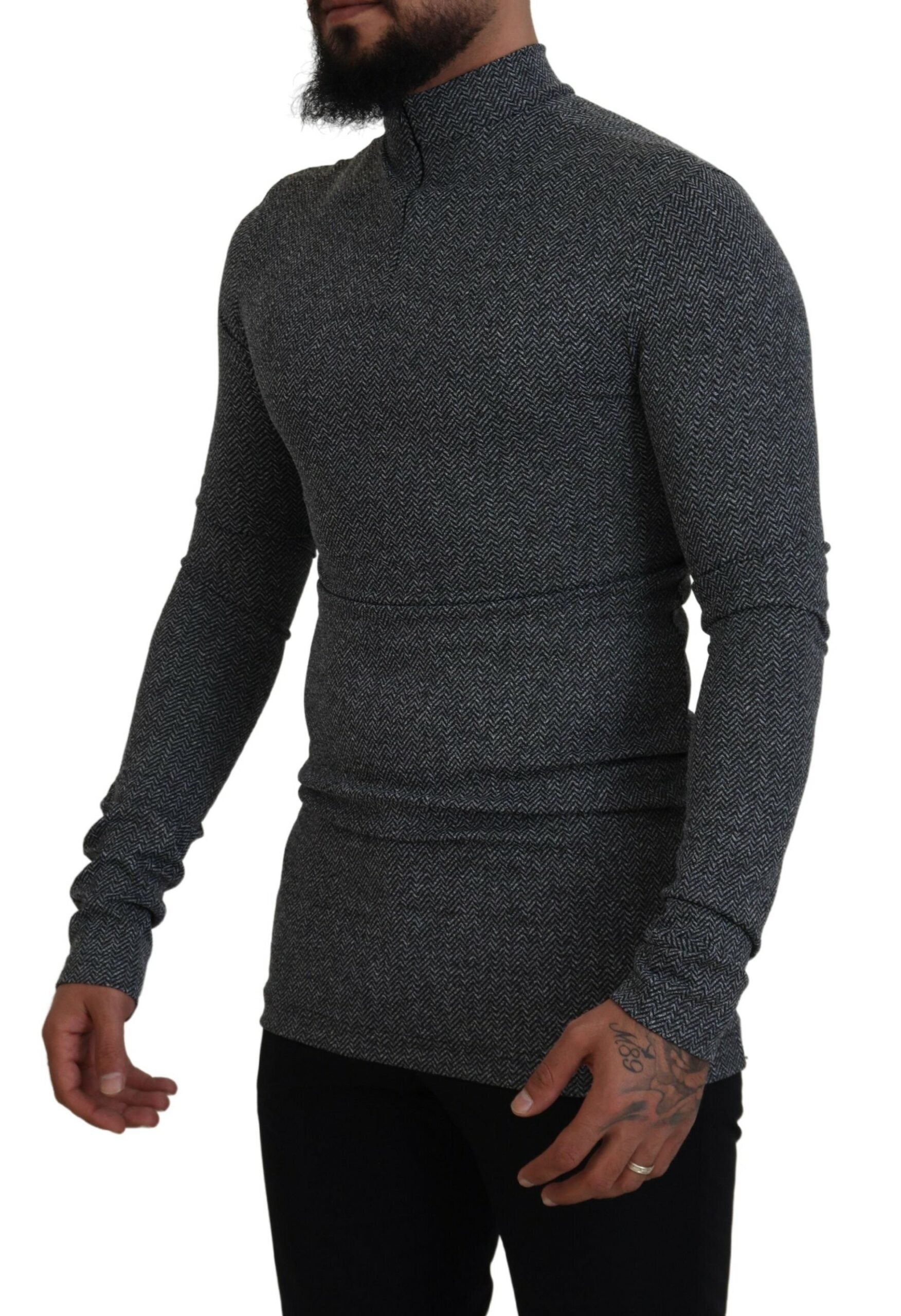Dunkelgrauer Rollkragenpullover aus Nylon