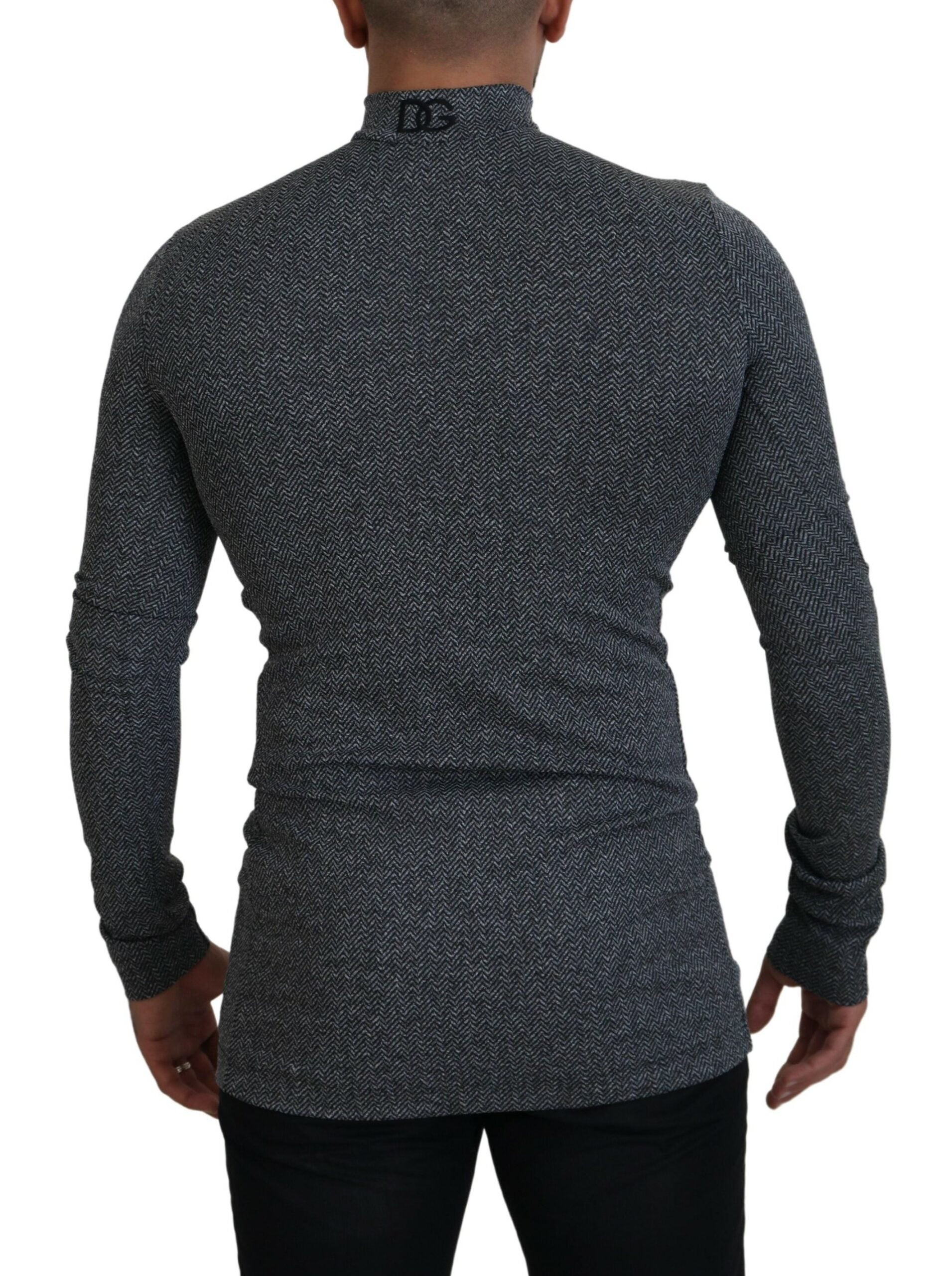 Dunkelgrauer Rollkragenpullover aus Nylon