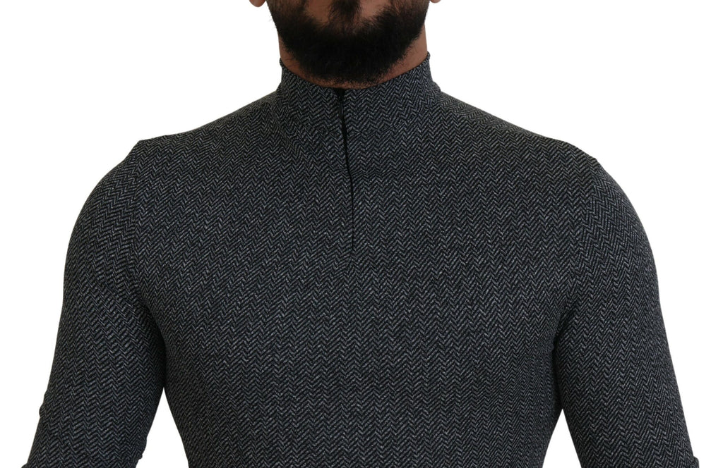 Dunkelgrauer Rollkragenpullover aus Nylon