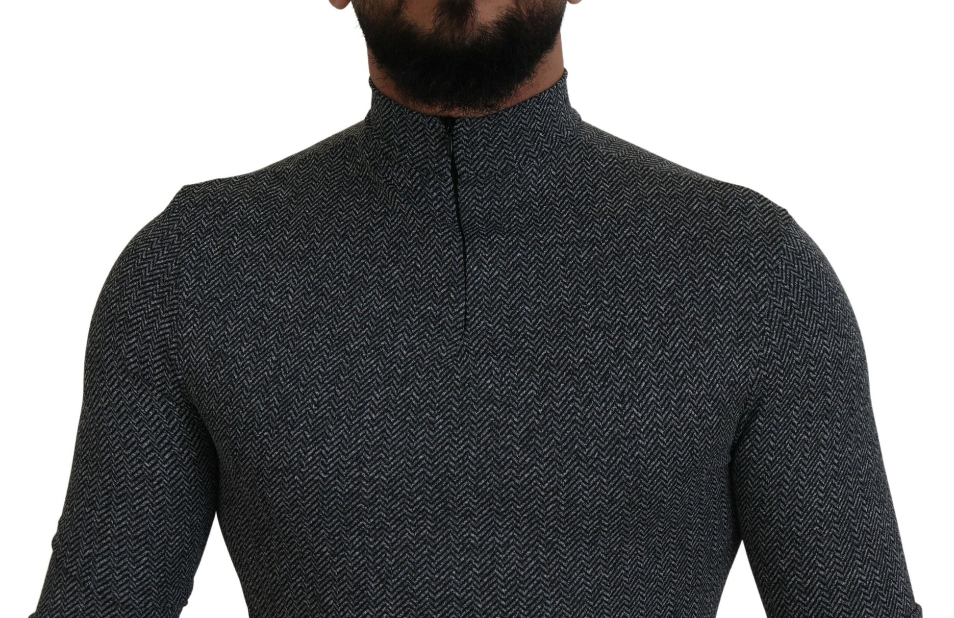 Dunkelgrauer Rollkragenpullover aus Nylon