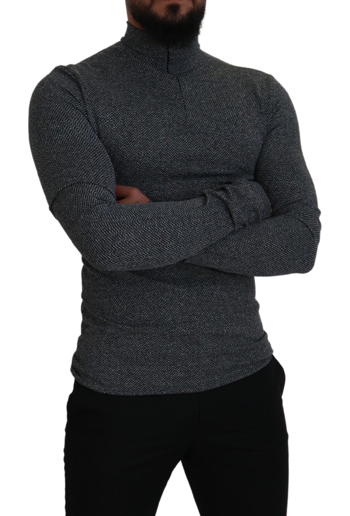 Dunkelgrauer Rollkragenpullover aus Nylon