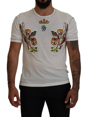 Weißes bedrucktes Kurzarm-T-Shirt für Herren