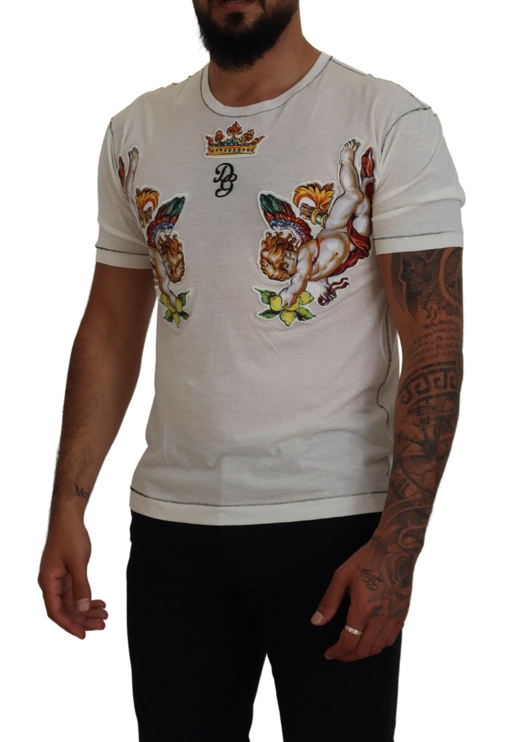 Weißes bedrucktes Kurzarm-T-Shirt für Herren