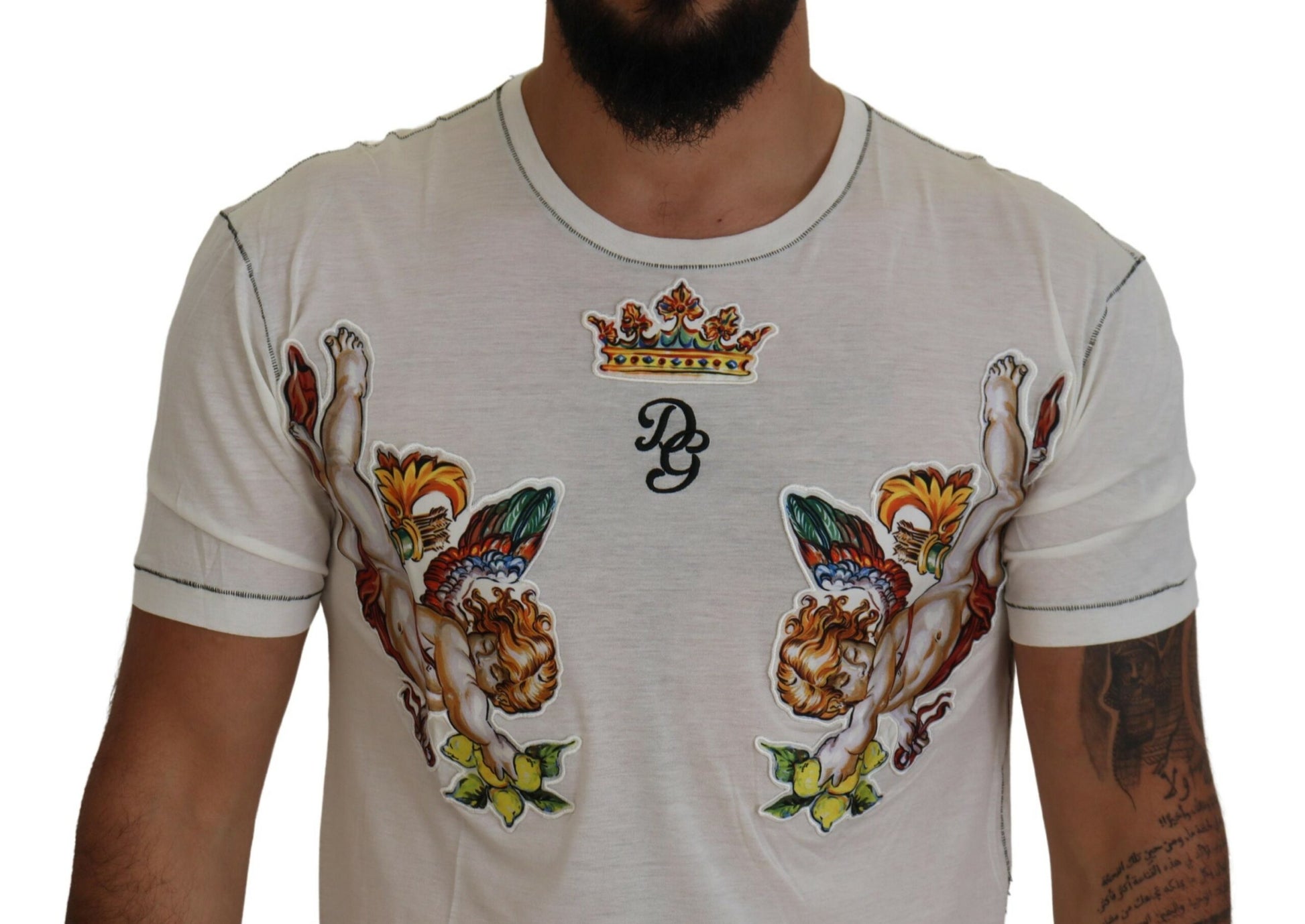 Weißes bedrucktes Kurzarm-T-Shirt für Herren
