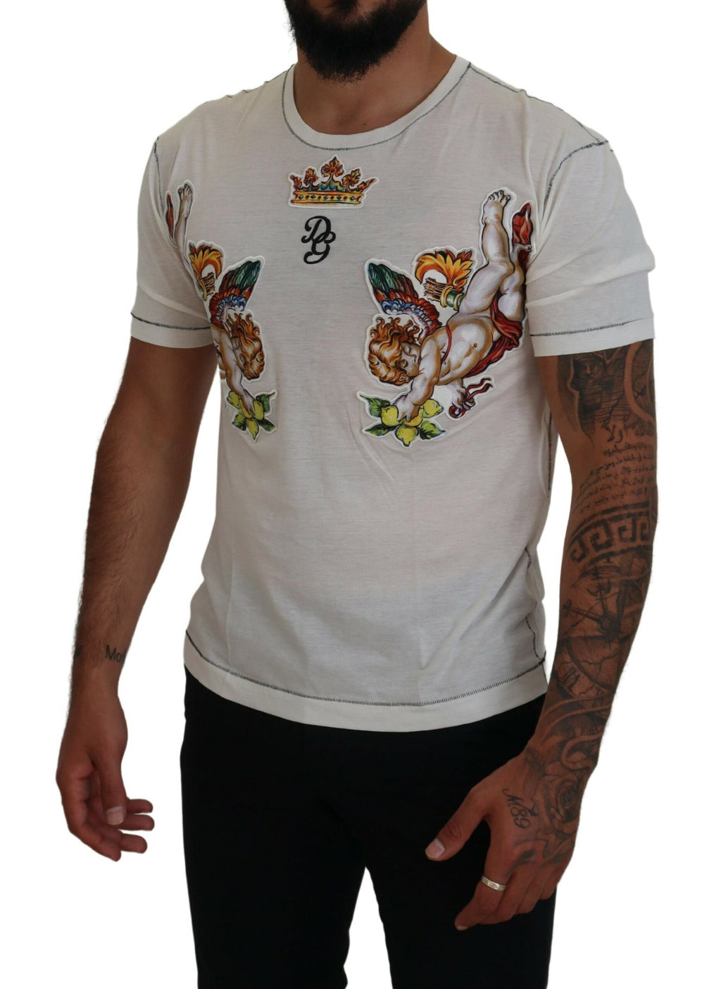 Weißes bedrucktes Kurzarm-T-Shirt für Herren