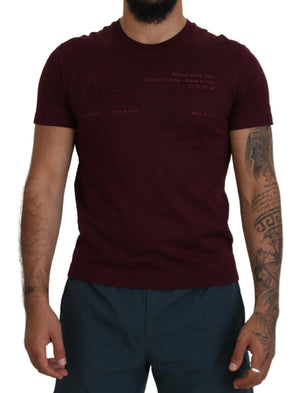 Kastanienbraunes bedrucktes Kurzarm-T-Shirt für Herren