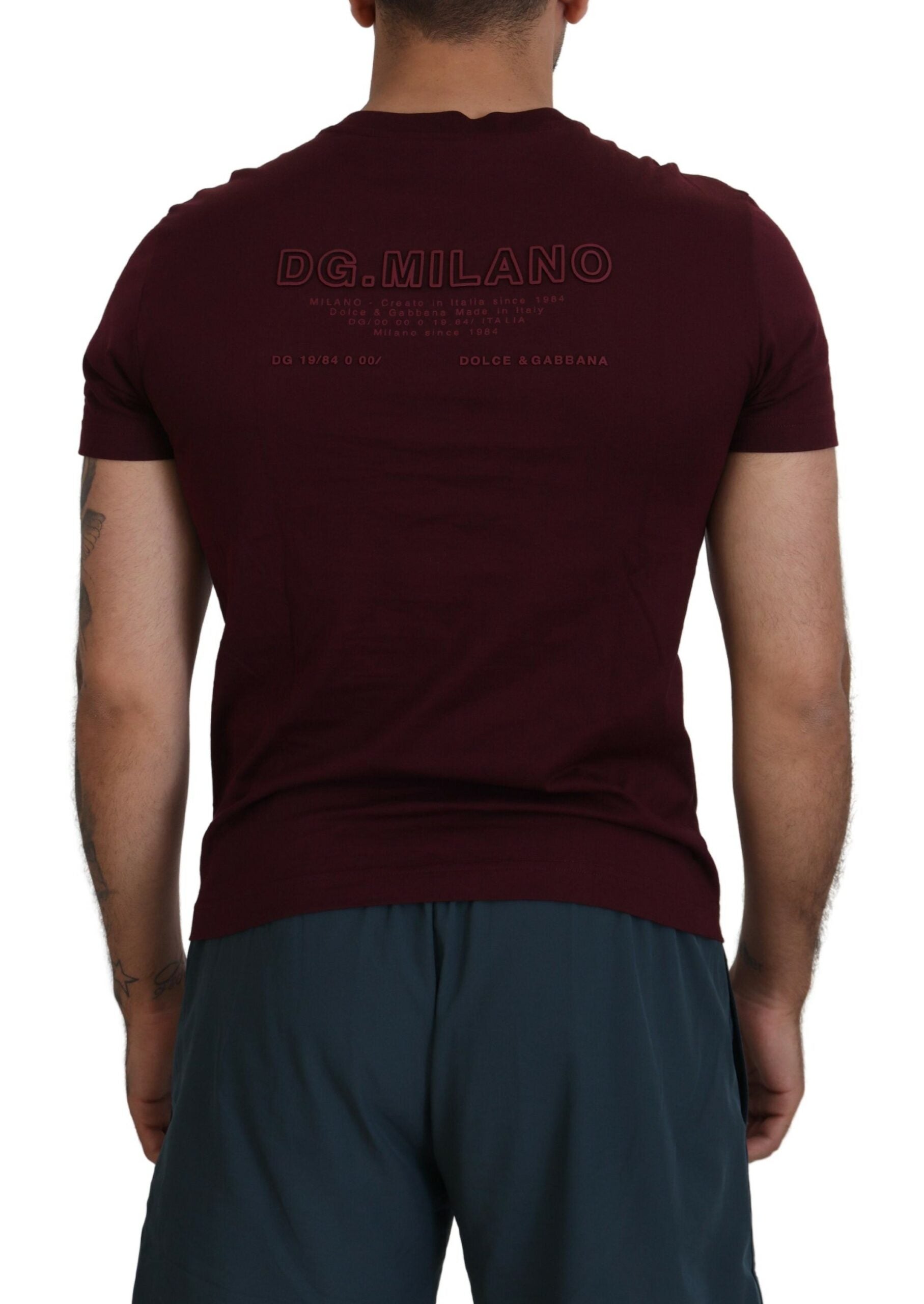 Kastanienbraunes bedrucktes Kurzarm-T-Shirt für Herren