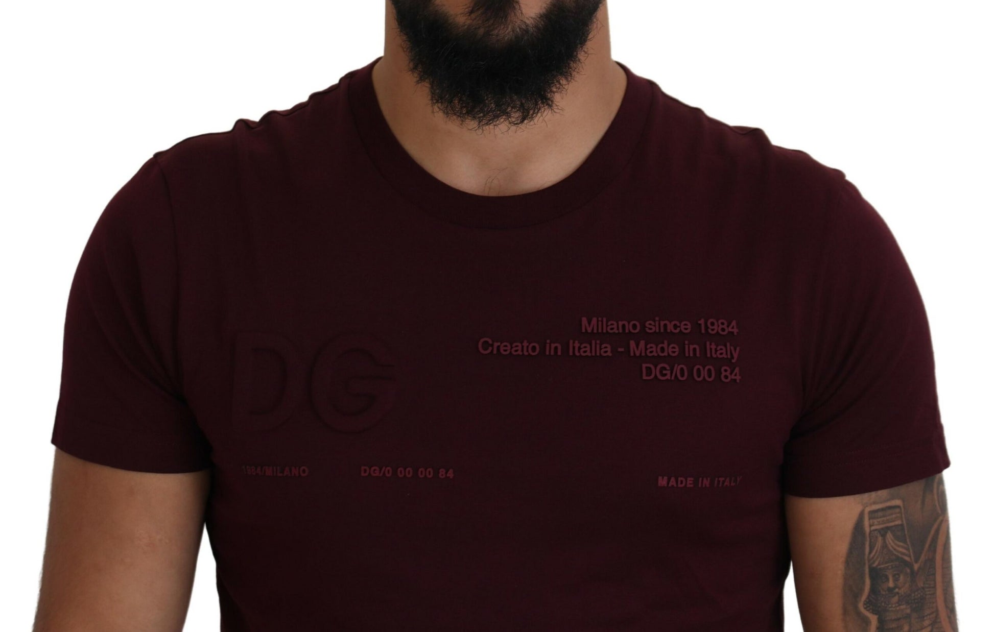 Kastanienbraunes bedrucktes Kurzarm-T-Shirt für Herren