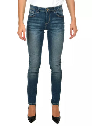 Blaue Skinny-Jeans aus Baumwolle für Damen