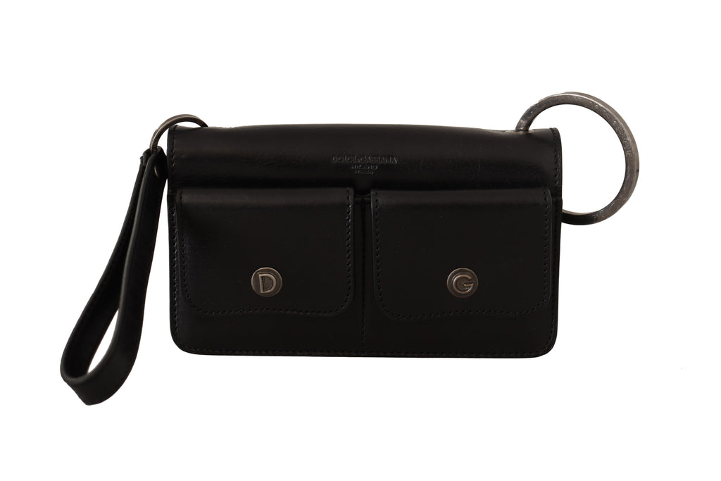 Schwarzes Lederarmband Mini-Tasche Karten- und Geldscheinportemonnaie