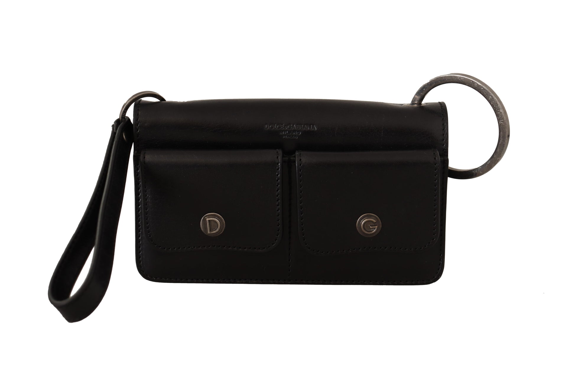 Schwarzes Lederarmband Mini-Tasche Karten- und Geldscheinportemonnaie