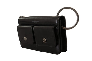 Schwarzes Lederarmband Mini-Tasche Karten- und Geldscheinportemonnaie