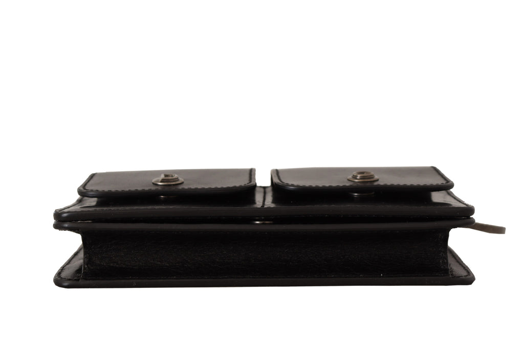Schwarzes Lederarmband Mini-Tasche Karten- und Geldscheinportemonnaie