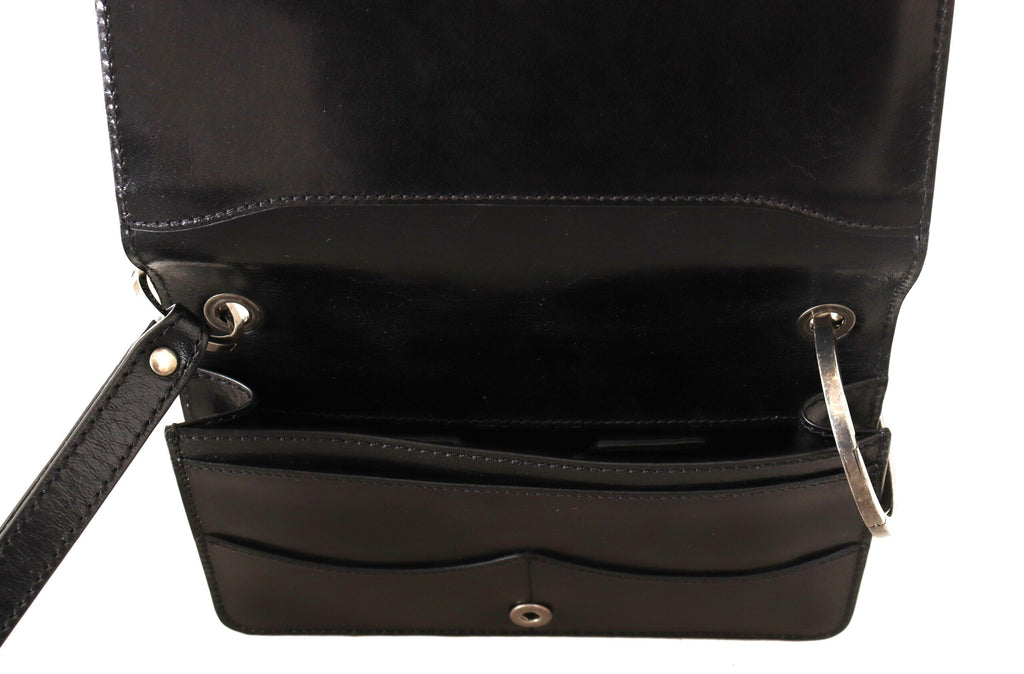 Schwarzes Lederarmband Mini-Tasche Karten- und Geldscheinportemonnaie