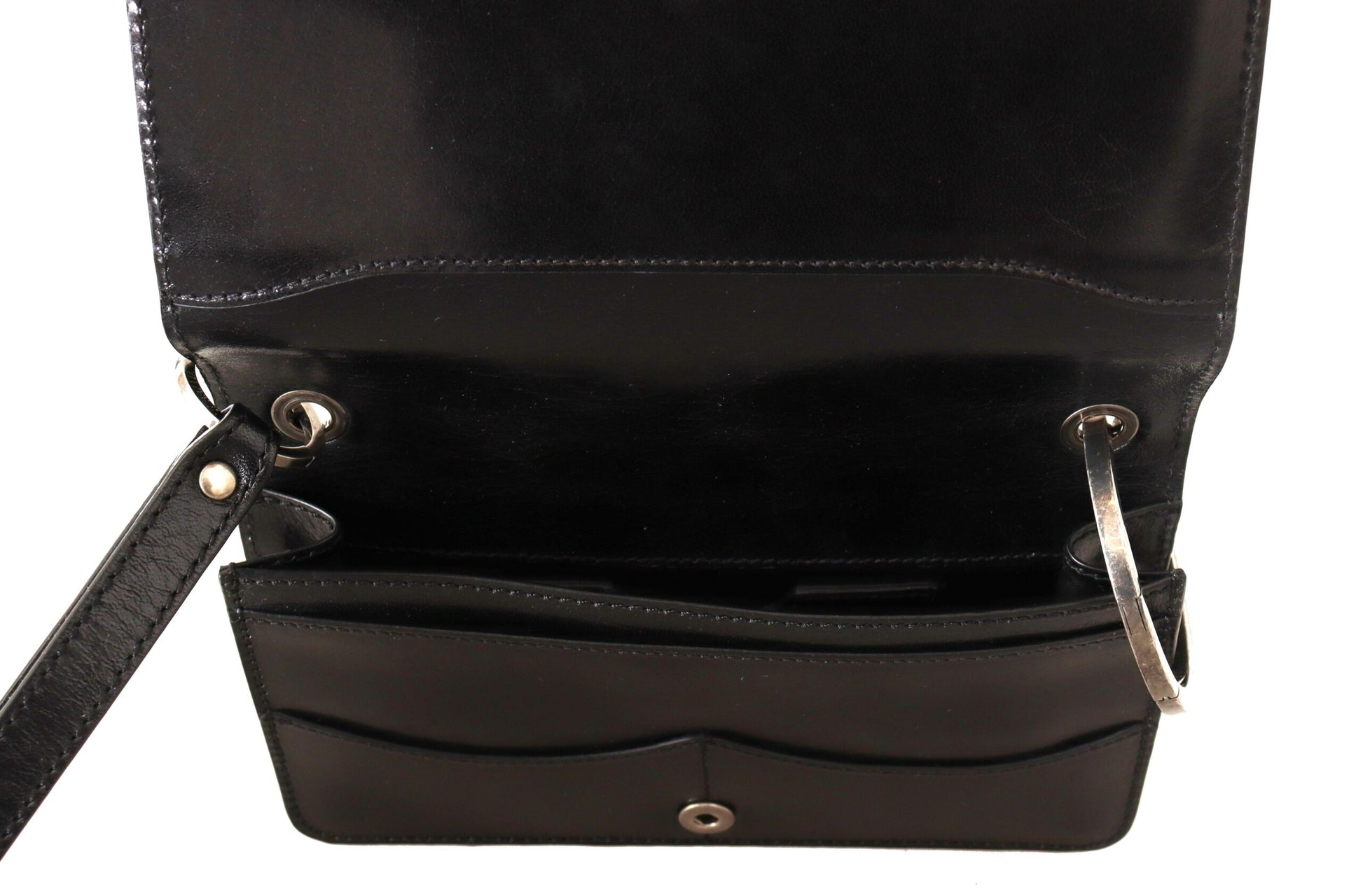 Schwarzes Lederarmband Mini-Tasche Karten- und Geldscheinportemonnaie