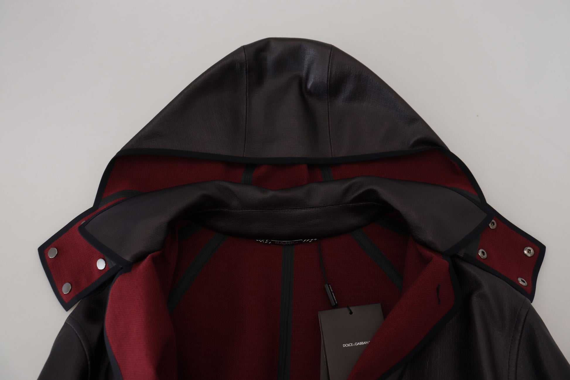 Schwarze Trenchcoat-Parka-Baumwolljacke mit Kapuze