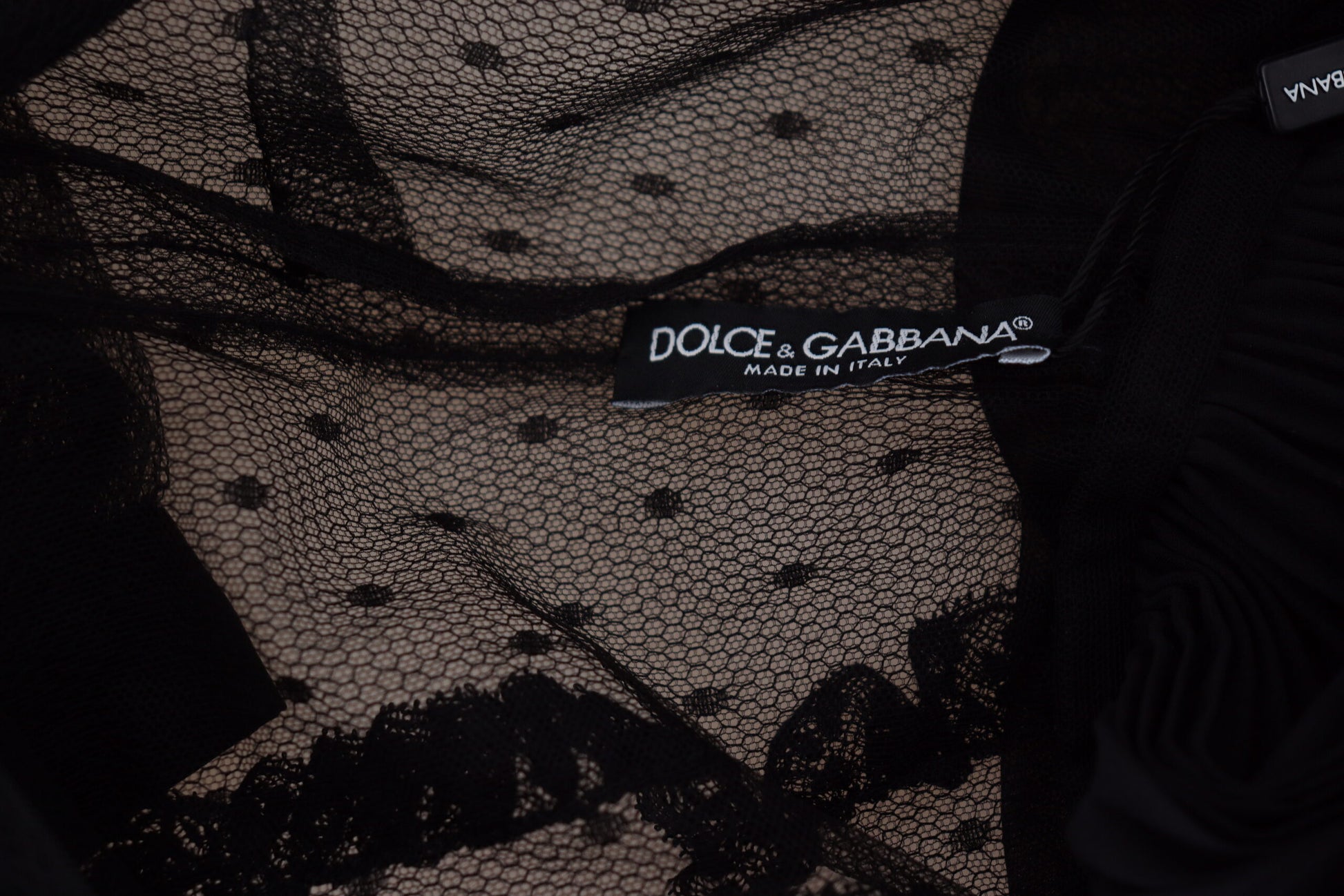 Dolce & Gabbana Black Lace Trim A-line Mini Nylon Dress