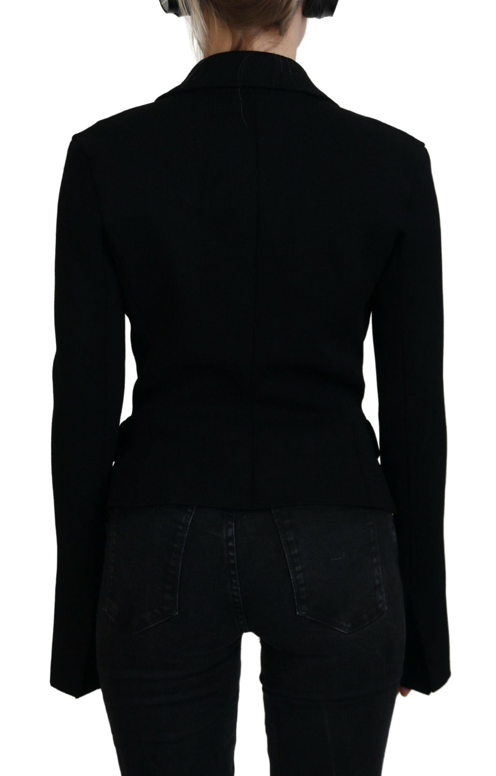 Schwarzer Cardigan-Blazer mit Knöpfen aus Viskose