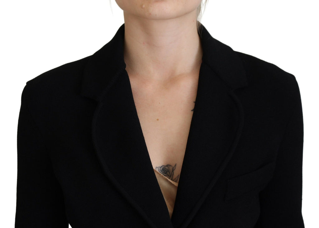 Schwarzer Cardigan-Blazer mit Knöpfen aus Viskose