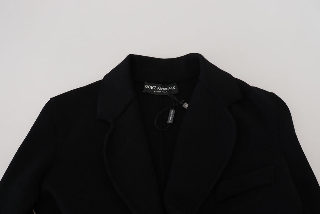Schwarzer Cardigan-Blazer mit Knöpfen aus Viskose