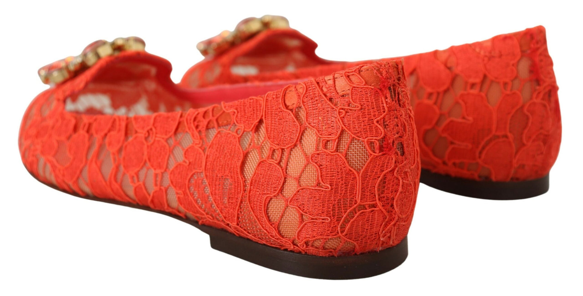 Rote Taormina Ballerinas mit Spitzen und Kristallen