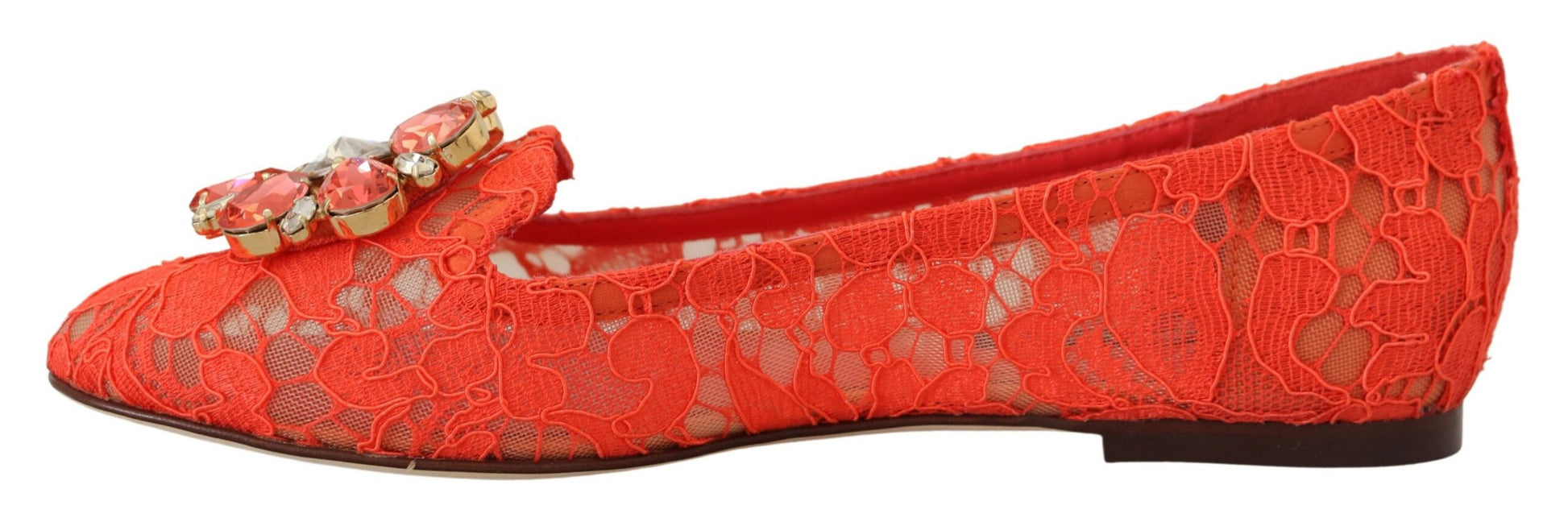 Rote Taormina Ballerinas mit Spitzen und Kristallen