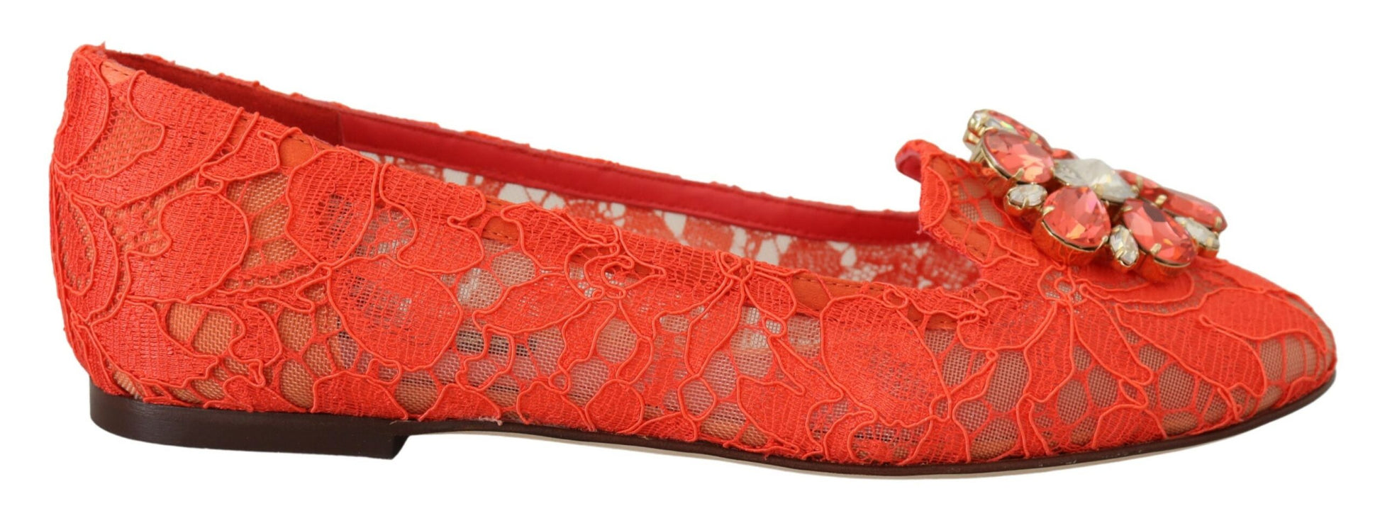 Rote Taormina Ballerinas mit Spitzen und Kristallen