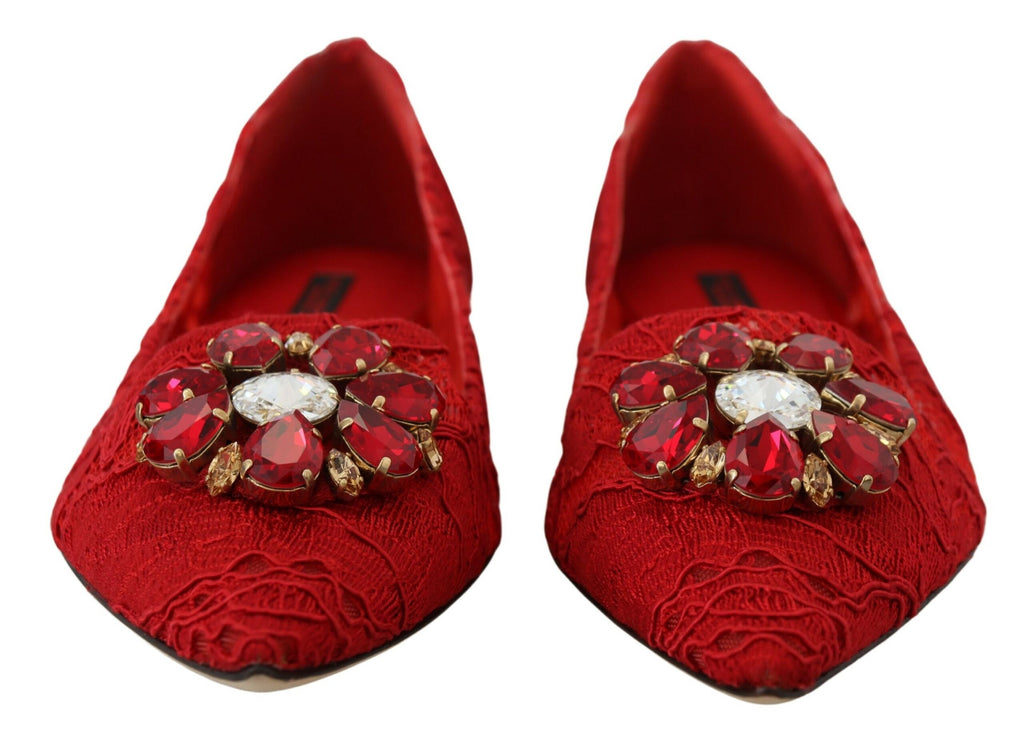 Rote Taormina Kristalle Loafers Flats Schuhe