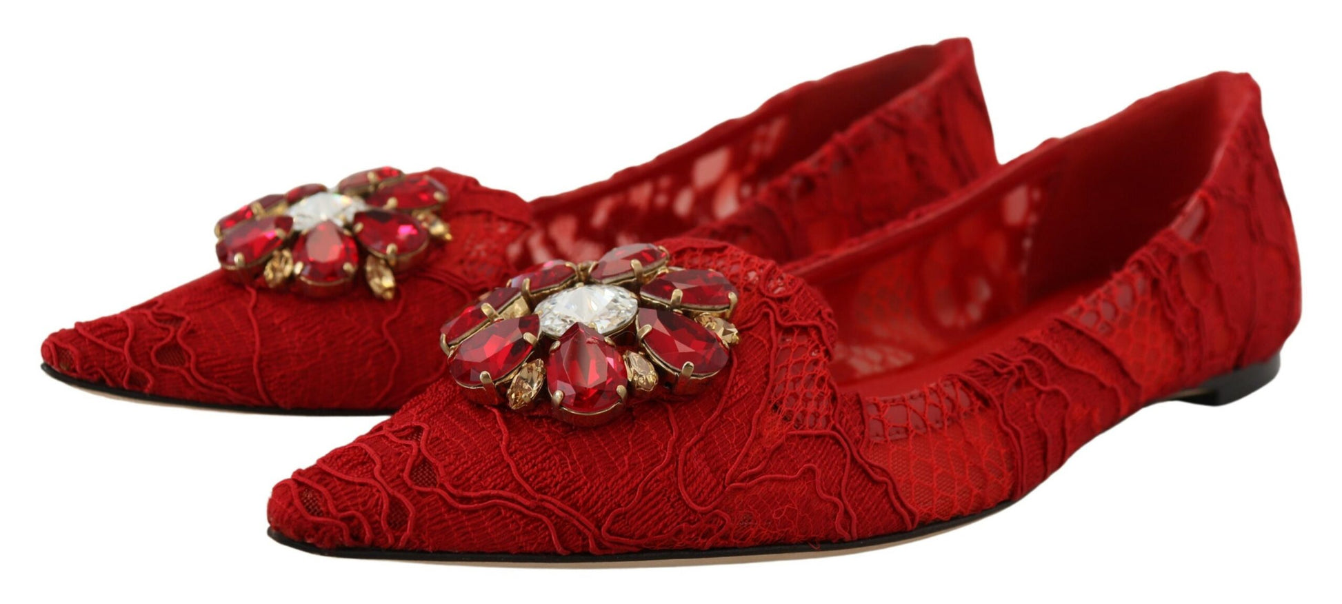 Rote Taormina Kristalle Loafers Flats Schuhe