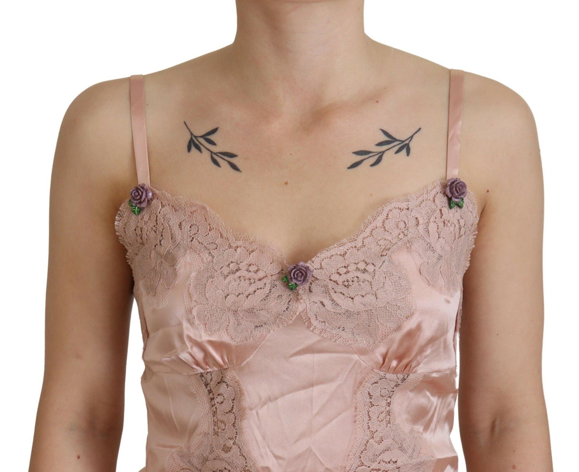 Rosa Satin Spitze Rosen Tank Top Dessous