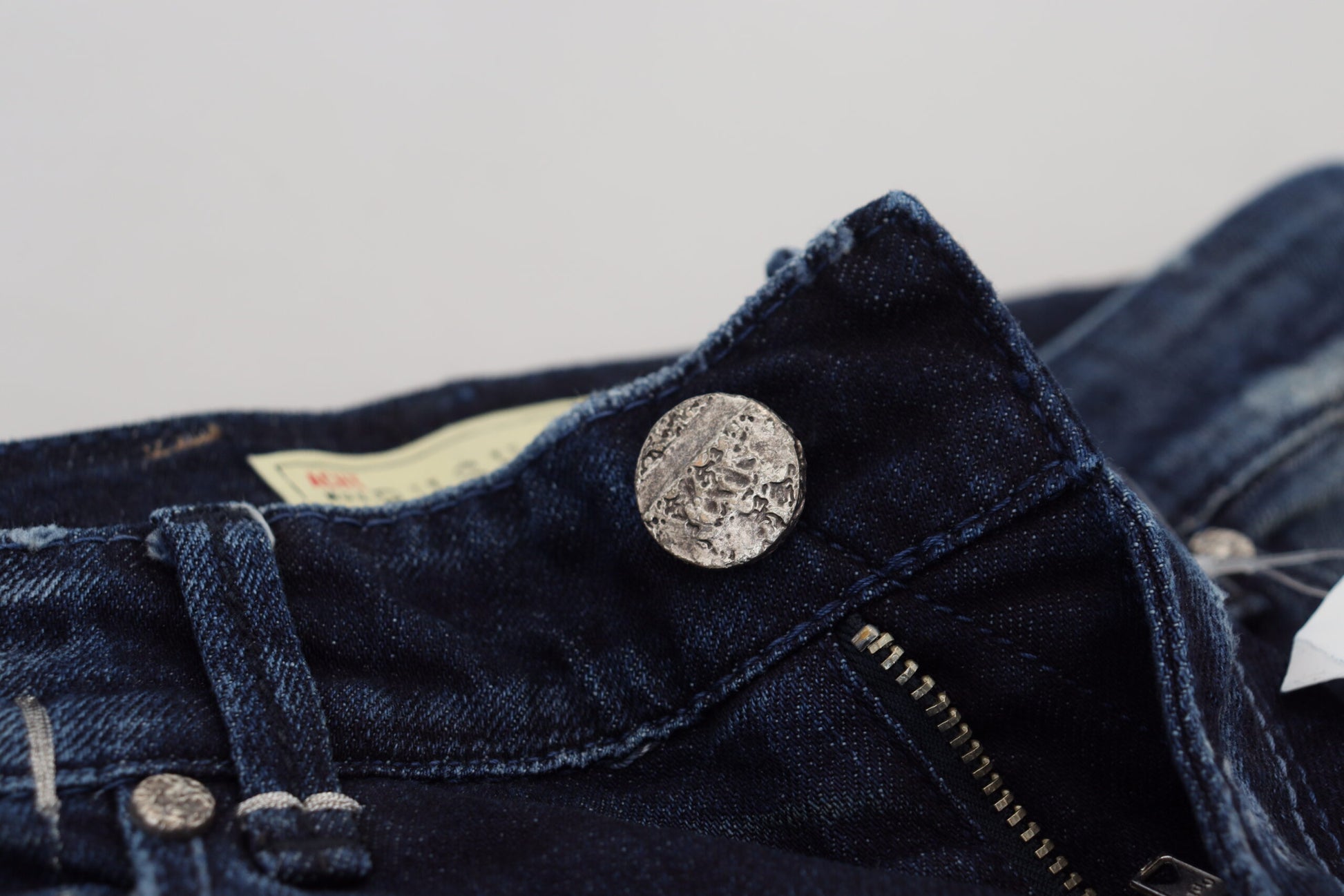 Blaue, schmal geschnittene Damen-Jeans aus Baumwolle mit niedriger Taille