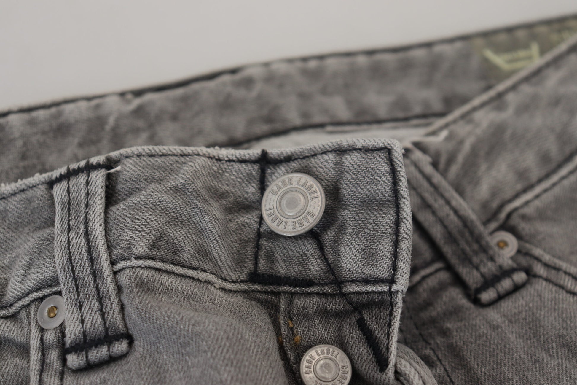 Graue Skinny-Jeans aus gewaschener Baumwolle für Damen