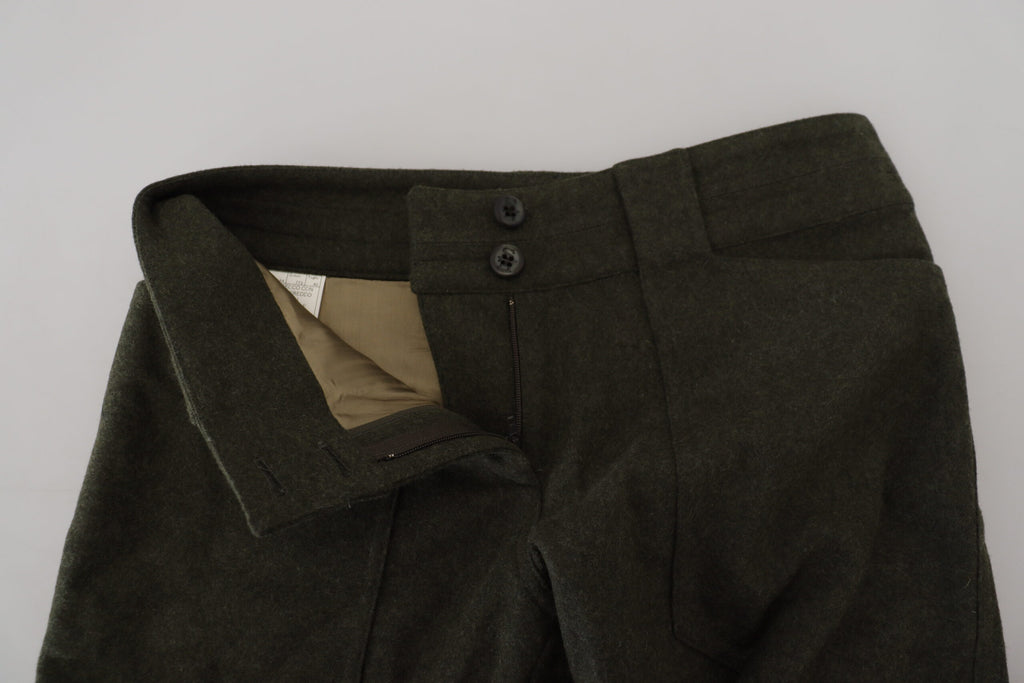 Grüne, schmal zulaufende Damenhose mit Schnürung