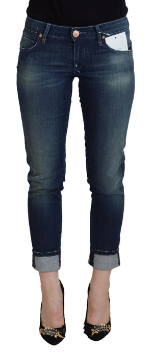 Blaue Slim Fit Damen-Jeans aus Baumwolle