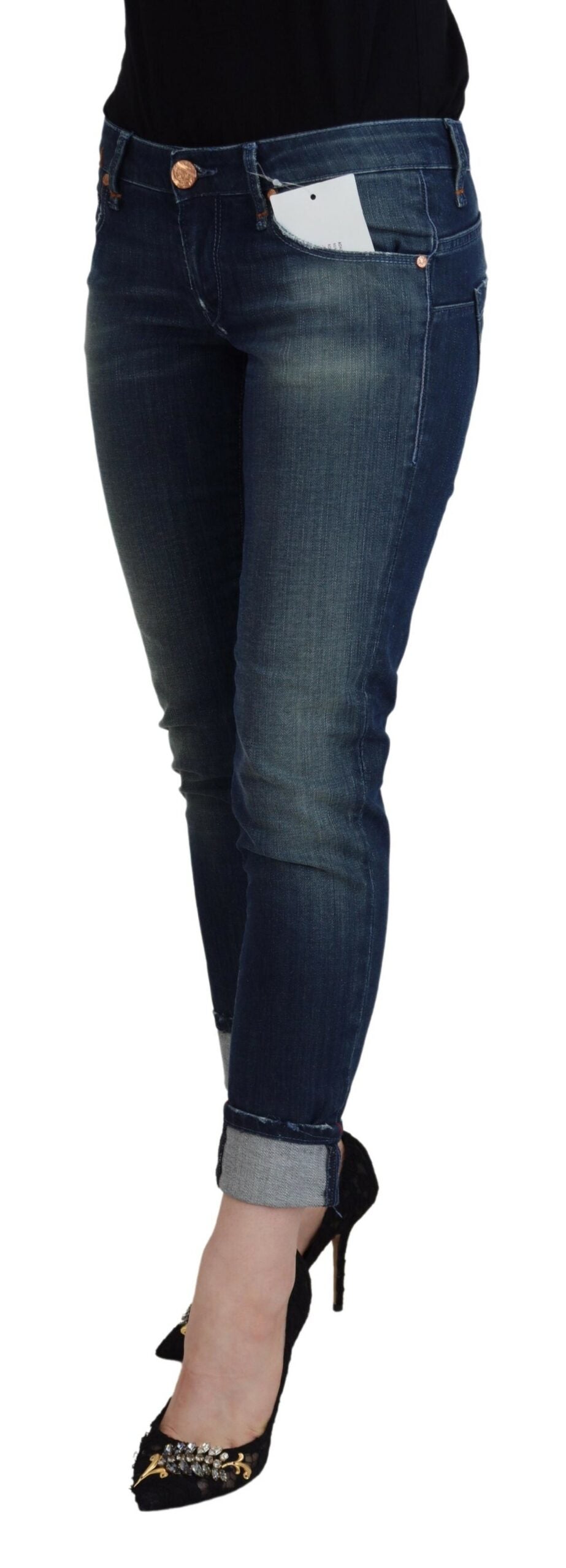 Blaue Slim Fit Damen-Jeans aus Baumwolle
