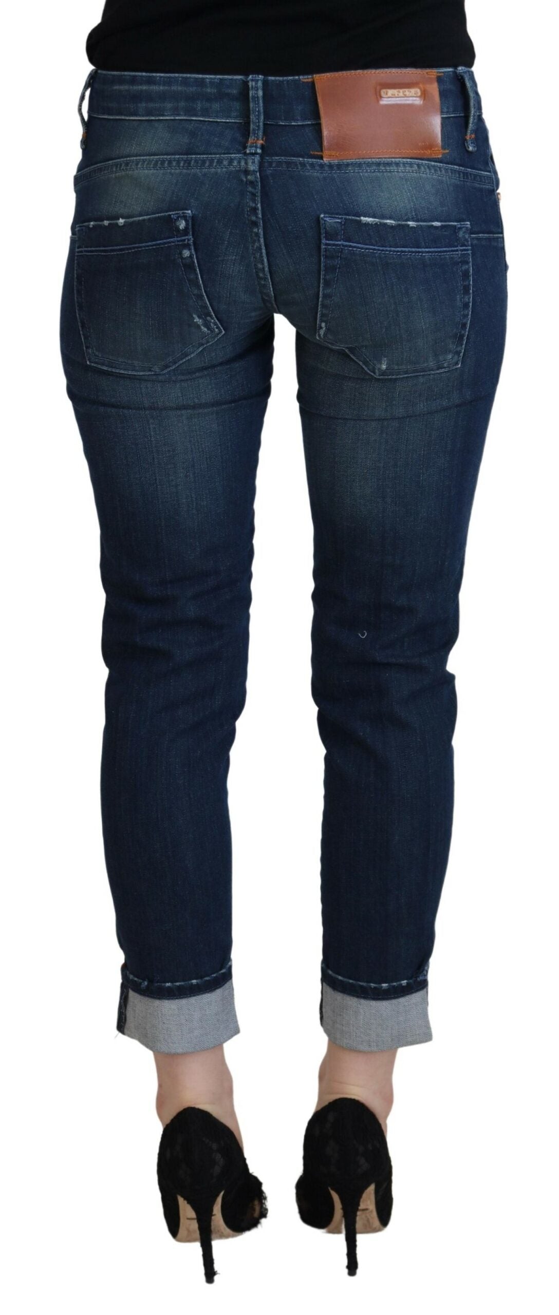 Blaue Slim Fit Damen-Jeans aus Baumwolle