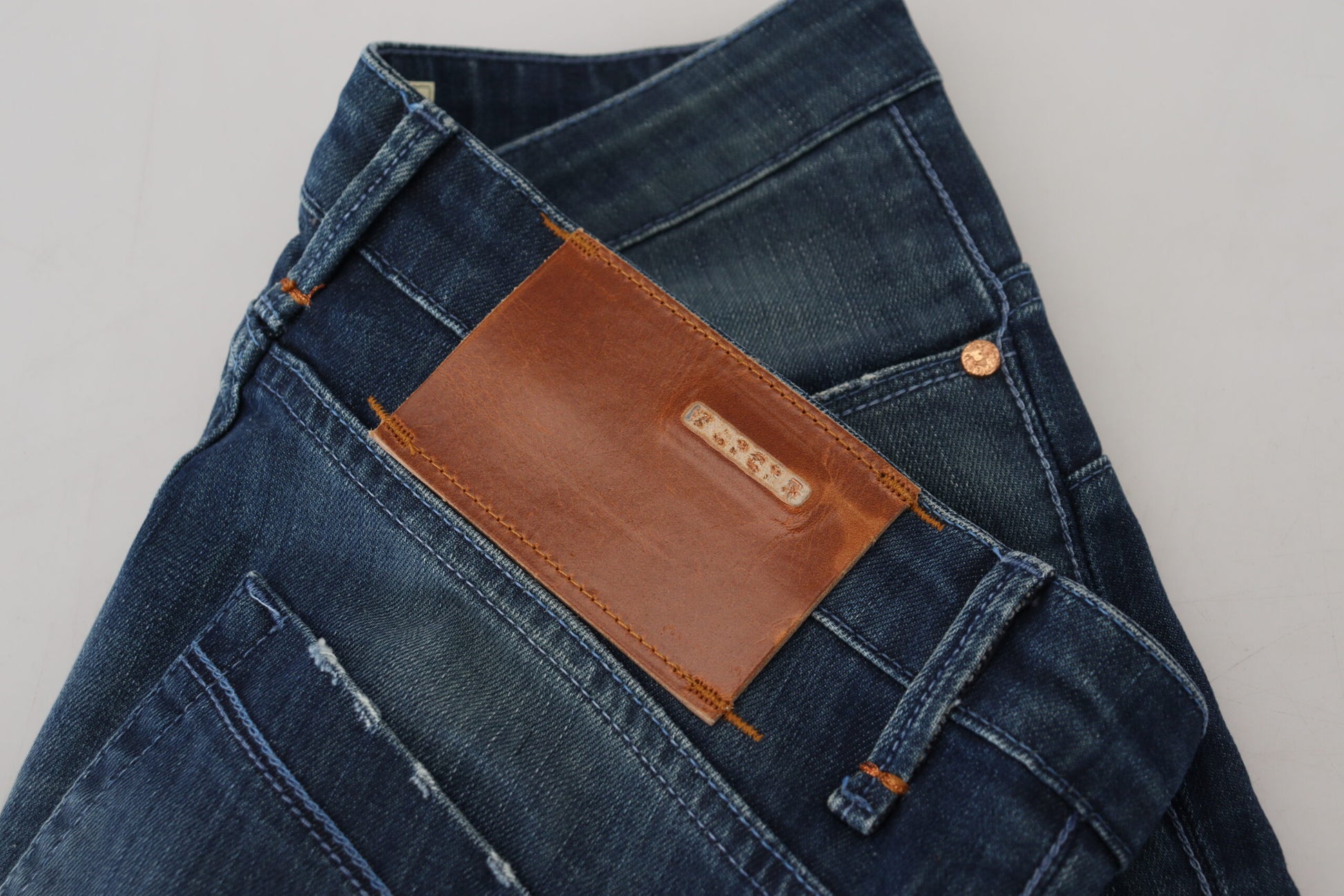Blaue Slim Fit Damen-Jeans aus Baumwolle