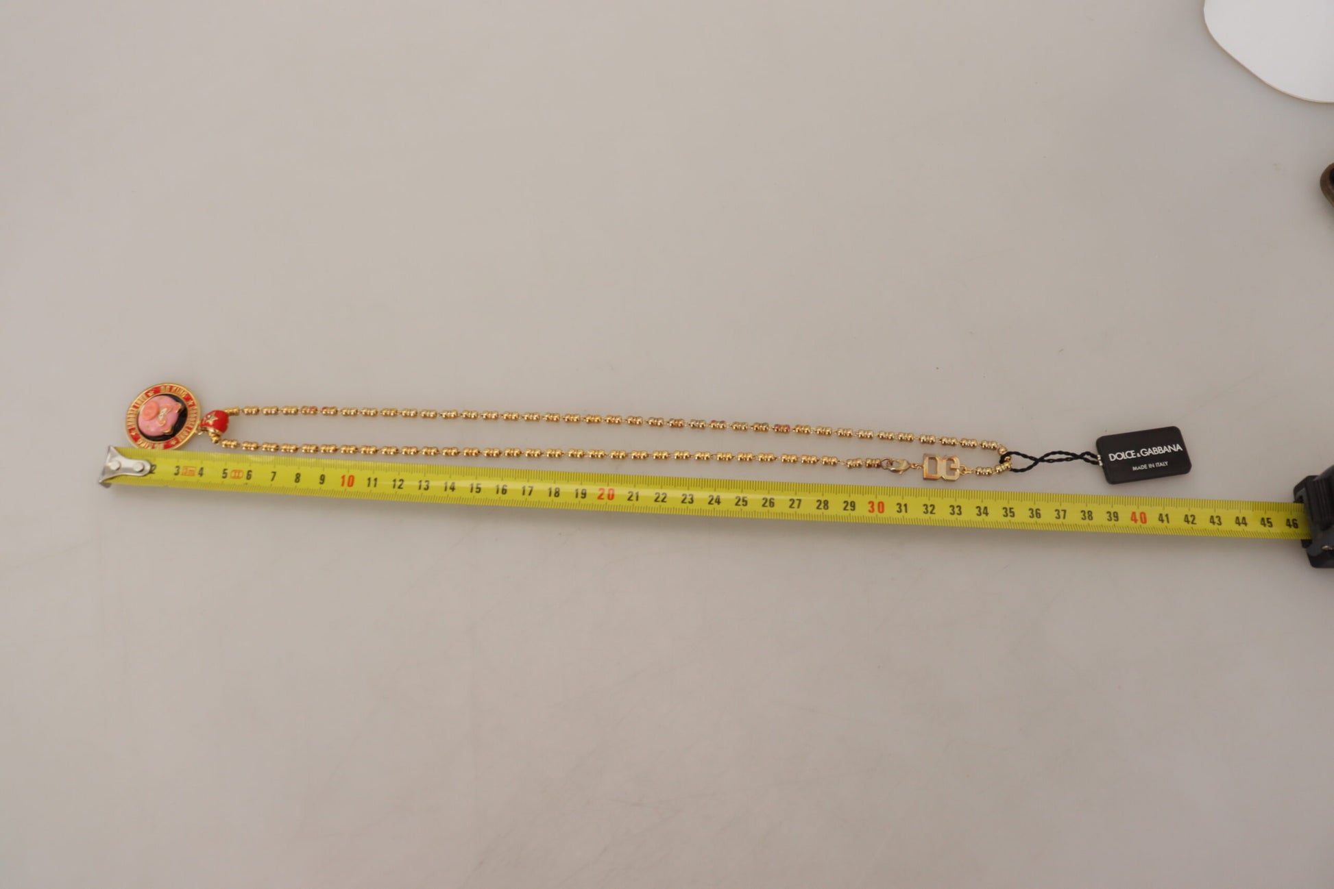 Dolce & Gabbana Gold Brass Chain SUPER PIG Pendant Logo Necklace