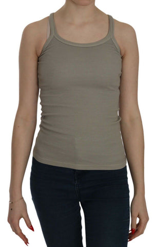 Beige ärmellose Spaghettiträger-Tankbluse